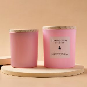 2550ml 1000ml 300ml Pink Candle Glass Jar Container With Gold