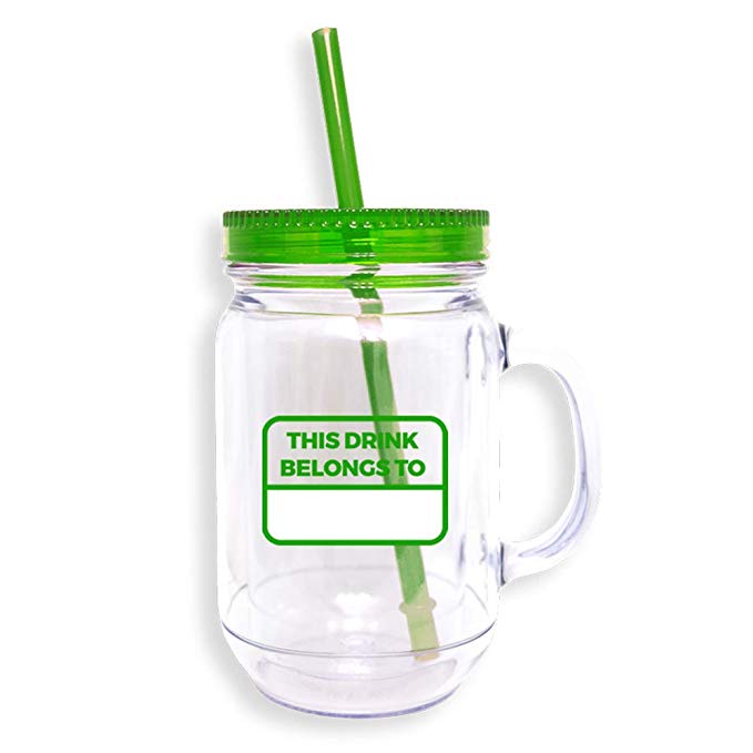 Mason Jar With Lid and Straw