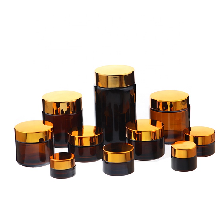 Wholesale Custom Labels Amber Cream Glass Jar