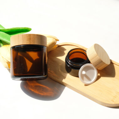 Amber Brown Glass Cosmetic Jar
