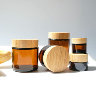 Amber Brown Glass Cosmetic Jar
