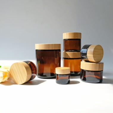 Amber Brown Glass Cosmetic Jar
