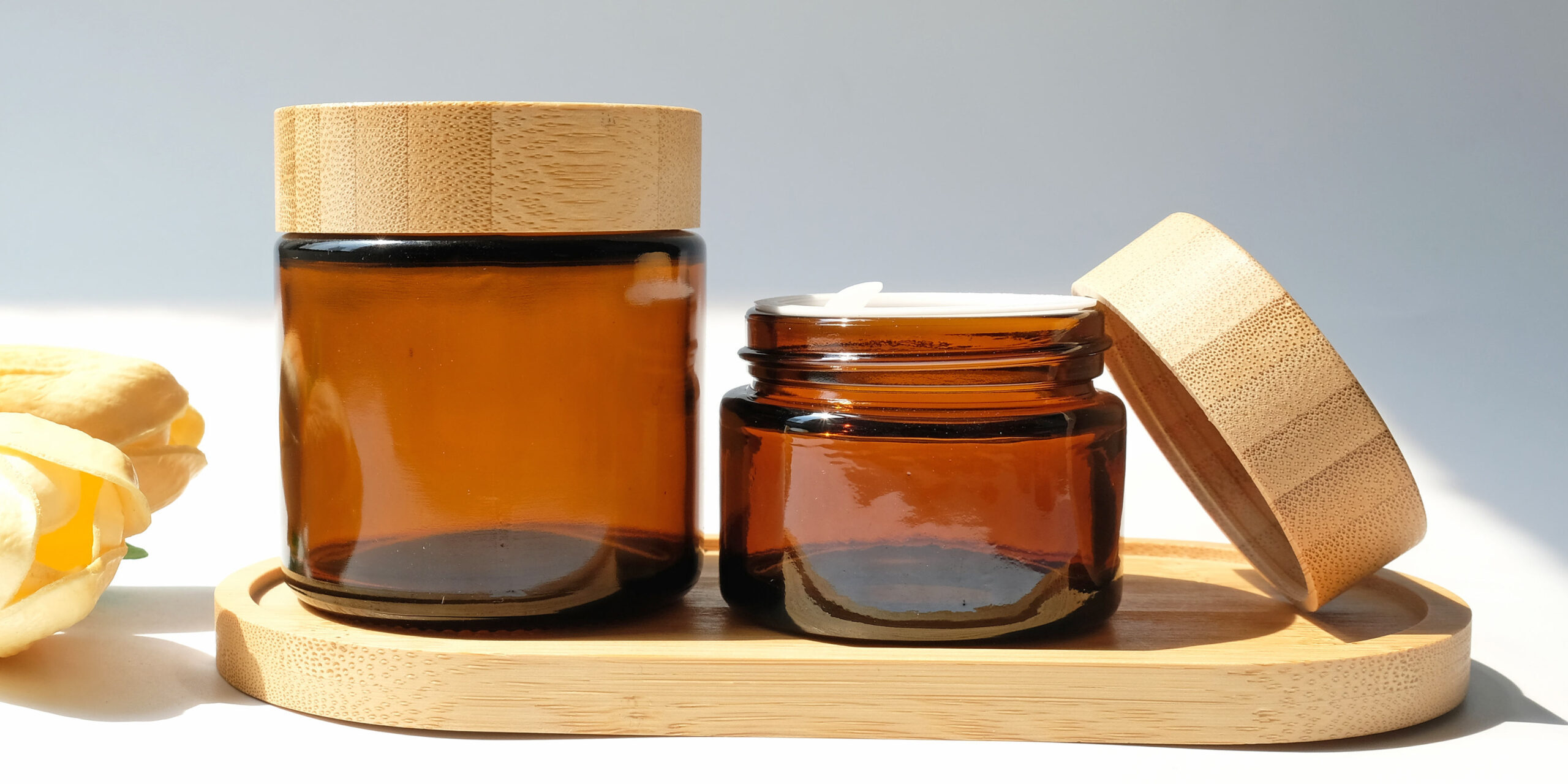 Amber Brown Glass Cosmetic Jar