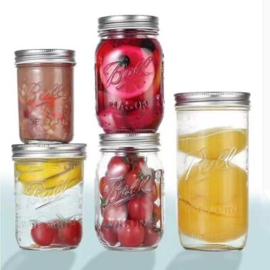 Embossed glass Mason jar