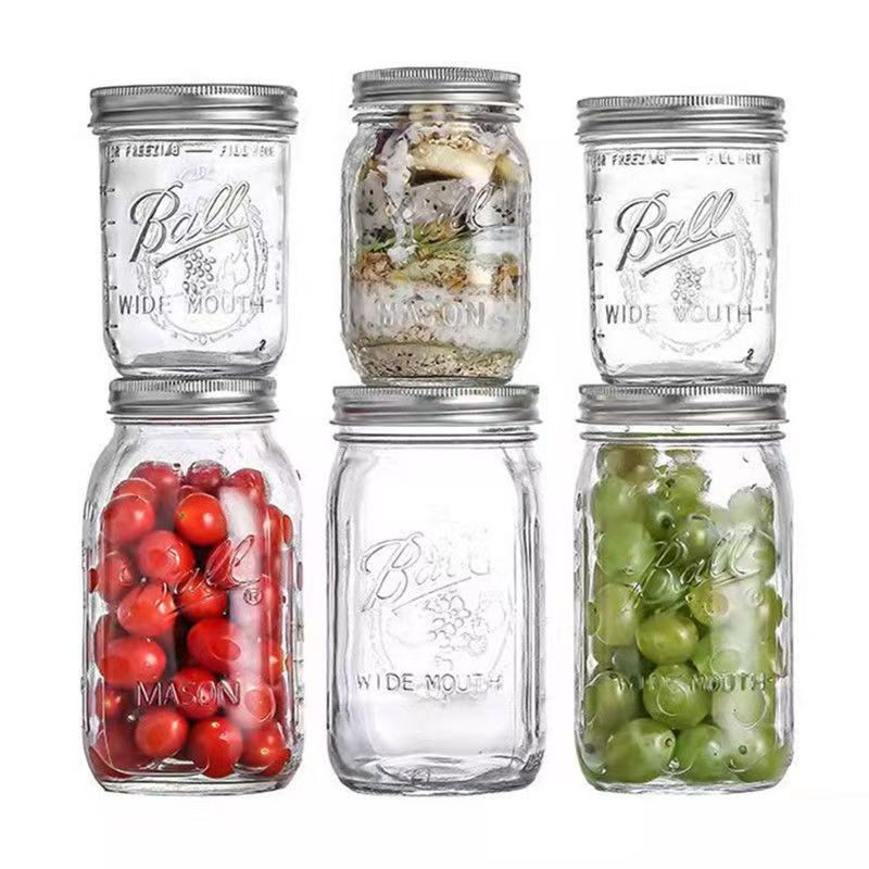 Embossed glass Mason jar