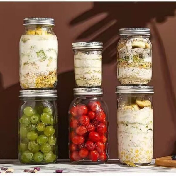 Embossed glass Mason jar