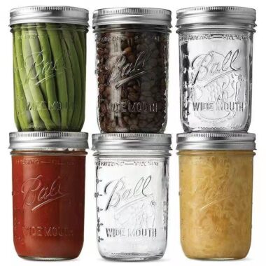 Embossed glass Mason jar