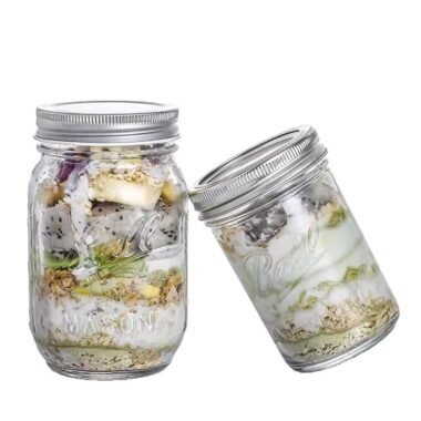 Embossed glass Mason jar