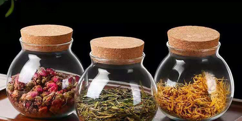 Clear Glass Storage Jar with Cork Lid