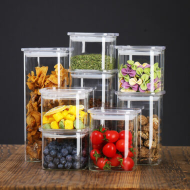 Stackable Square Glass Storage Jar