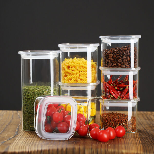 Stackable Square Glass Storage Jar