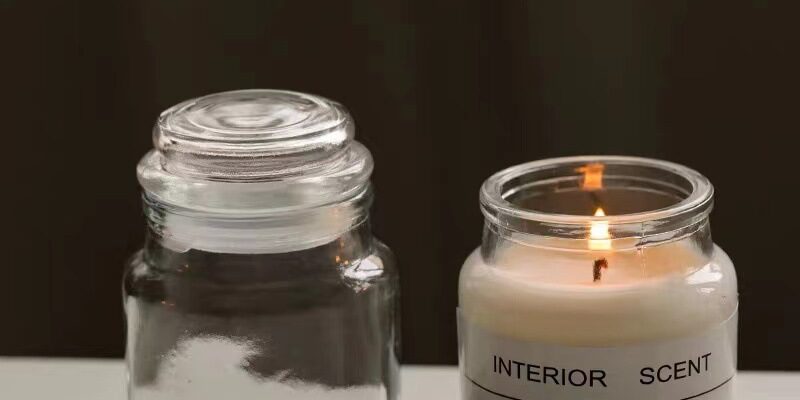 Amber Glass Candle Jar with Wooden Lid