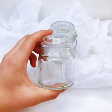 Amber Glass Candle Jar with Wooden Lid 