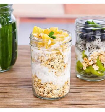 Thick glass Mason jar with tin