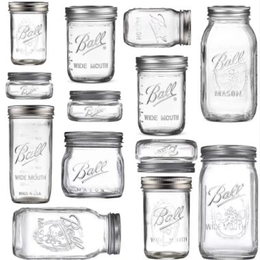 Thick glass Mason jar with tin