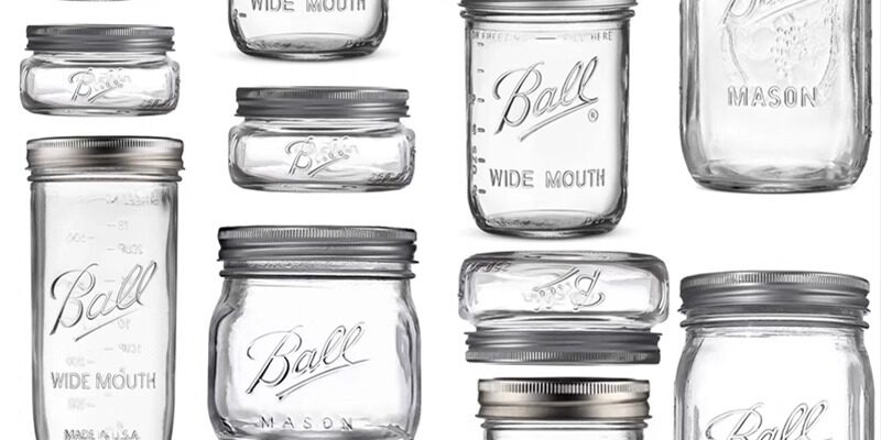 Thick glass Mason jar with tin