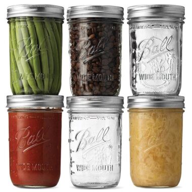 Thick glass Mason jar with tin