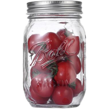 Thick glass Mason jar with tin