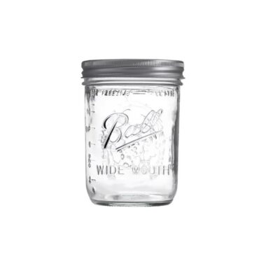 Thick glass Mason jar with tin