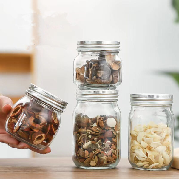 Round and square thick glass mason jars