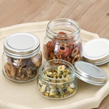 Round and square thick glass mason jars