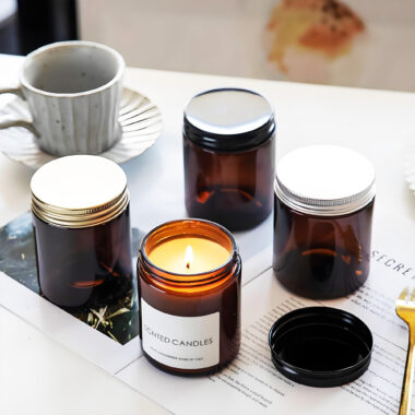 4oz amber glass candle jars