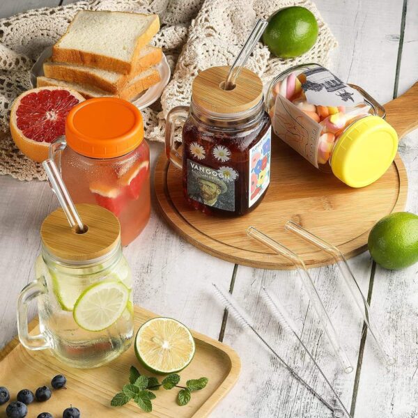 24oz glass Mason jars with handle