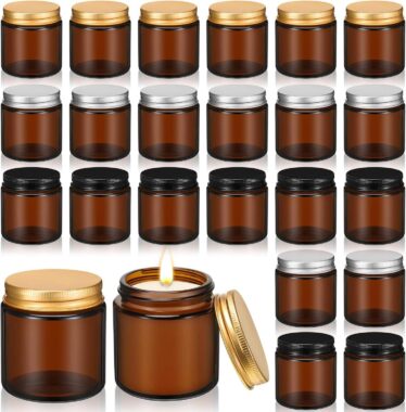 Custom mini amber glass candle jars