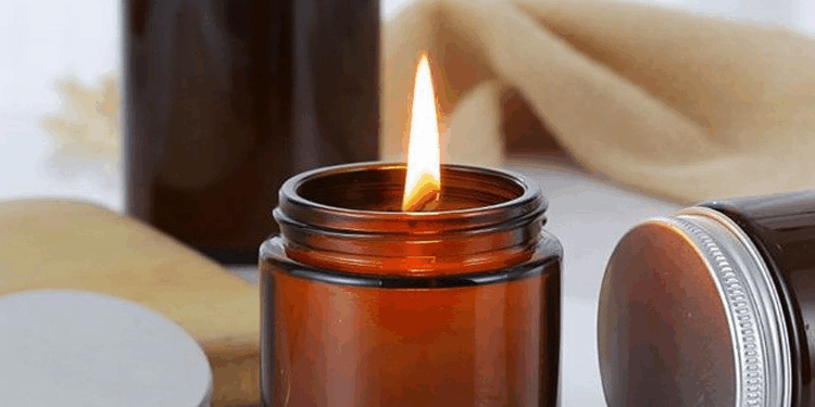 Custom mini amber glass candle jars