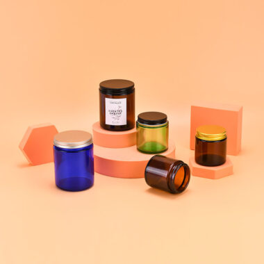 Custom mini amber glass candle jars