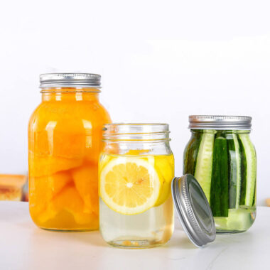 Multi-size Mason glass jars with aluminum lid