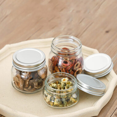 Multi-size Mason glass jars with aluminum lid
