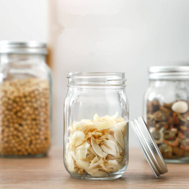 Multi-size Mason glass jars with aluminum lid