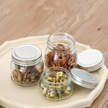 Multi-size Mason glass jars with aluminum lid
