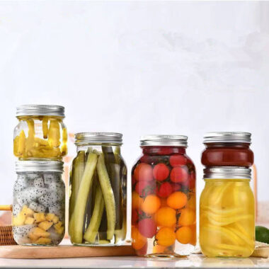 Multi-size Mason glass jars with aluminum lid