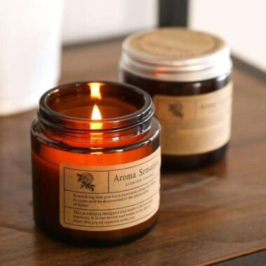 Small brown glass candle jars for handmade