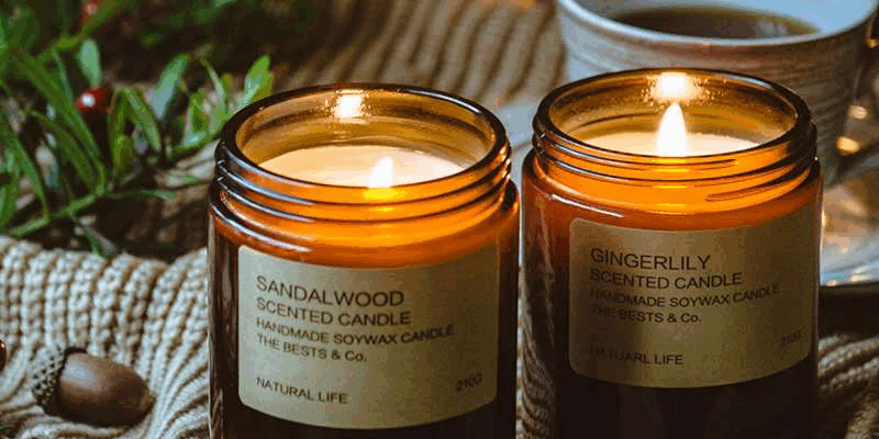 Amber brown empty glass apothecary candle jars