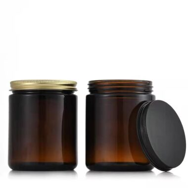 Amber brown empty glass apothecary candle jars