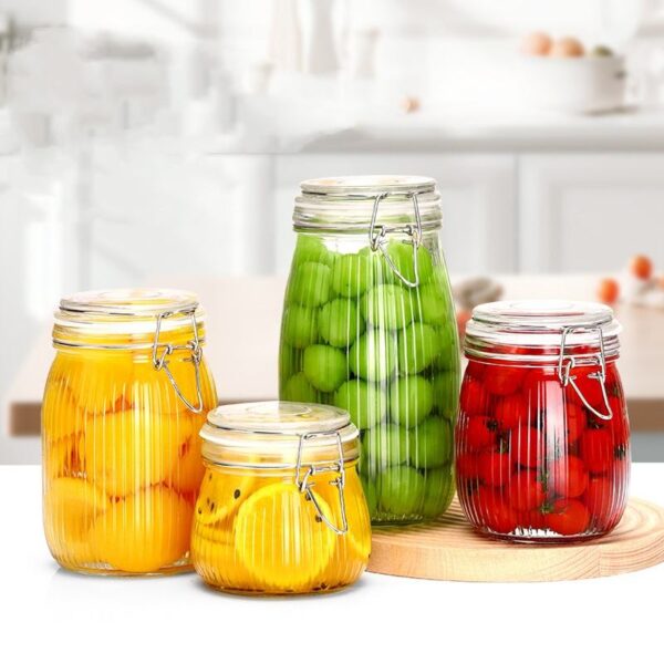 Wide-mouth Mason glass jars with airtight lid