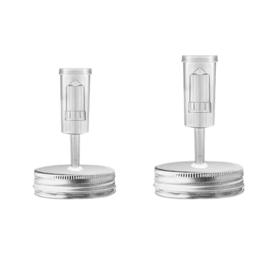 Wide-mouth Mason glass jars with airlocks